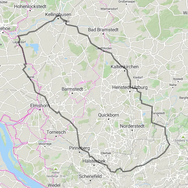 Map miniature of "Pinneberg Adventure" cycling inspiration in Hamburg, Germany. Generated by Tarmacs.app cycling route planner