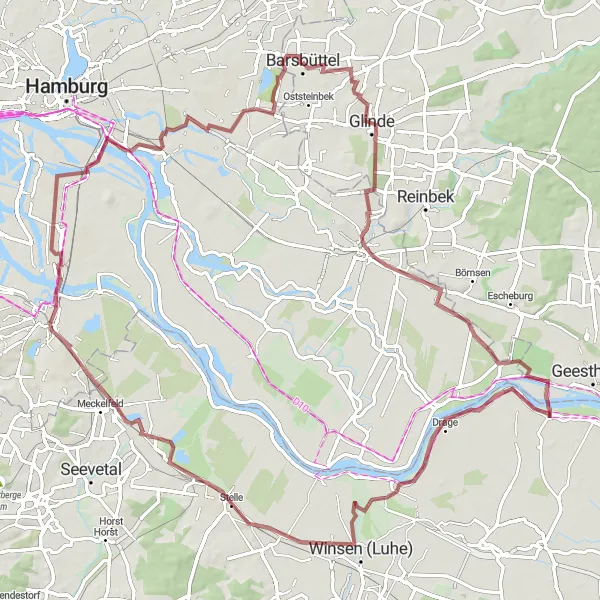 Map miniature of "Billstedt to Veddel" cycling inspiration in Hamburg, Germany. Generated by Tarmacs.app cycling route planner
