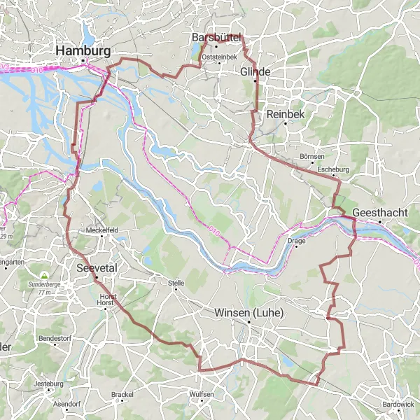 Map miniature of "Billstedt to Bergedorf" cycling inspiration in Hamburg, Germany. Generated by Tarmacs.app cycling route planner