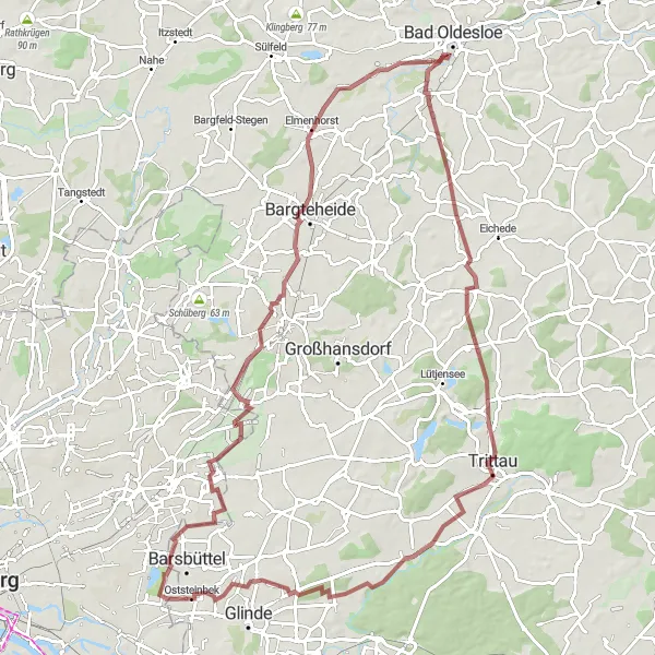 Map miniature of "Billstedt to Ahrensburg" cycling inspiration in Hamburg, Germany. Generated by Tarmacs.app cycling route planner