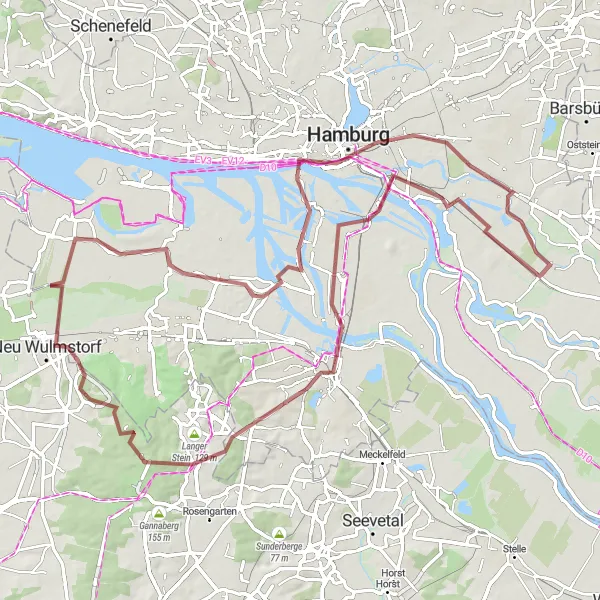 Map miniature of "Green Oasis Escape" cycling inspiration in Hamburg, Germany. Generated by Tarmacs.app cycling route planner