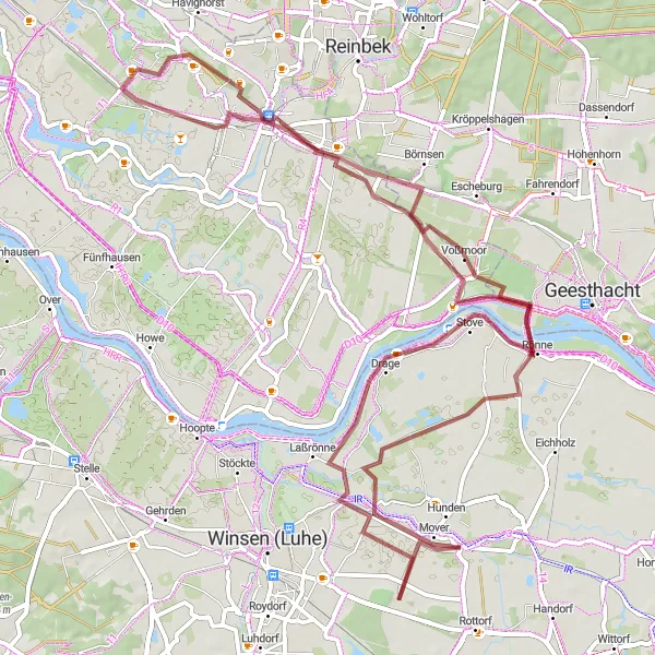 Map miniature of "Billwerder to Bergedorf Round-Trip" cycling inspiration in Hamburg, Germany. Generated by Tarmacs.app cycling route planner