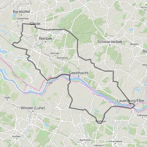 Map miniature of "Nature's Serenade" cycling inspiration in Hamburg, Germany. Generated by Tarmacs.app cycling route planner