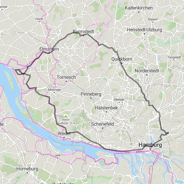 Karten-Miniaturansicht der Radinspiration "Altona bis Ohlsdorf Rundtour" in Hamburg, Germany. Erstellt vom Tarmacs.app-Routenplaner für Radtouren