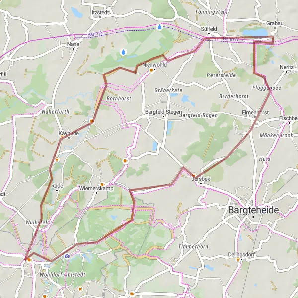 Map miniature of "Gravel Adventure" cycling inspiration in Hamburg, Germany. Generated by Tarmacs.app cycling route planner