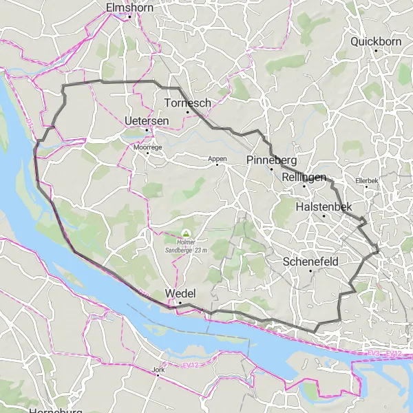 Map miniature of "Blankenese to Rellingen Circuit" cycling inspiration in Hamburg, Germany. Generated by Tarmacs.app cycling route planner