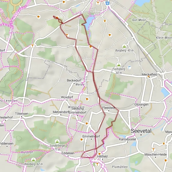 Map miniature of "Along the Countryside Trails" cycling inspiration in Hamburg, Germany. Generated by Tarmacs.app cycling route planner
