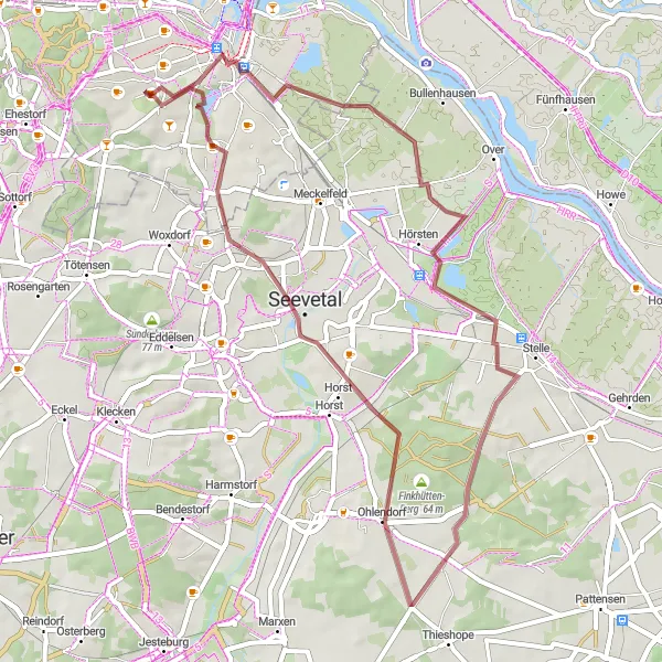 Map miniature of "Exploring Nature and History" cycling inspiration in Hamburg, Germany. Generated by Tarmacs.app cycling route planner