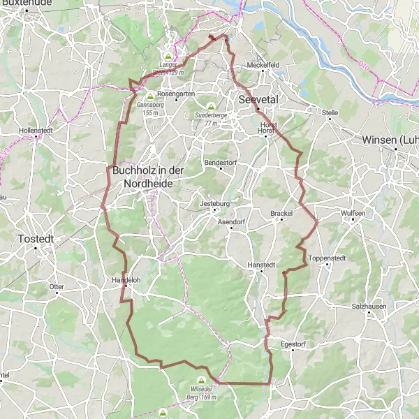 Map miniature of "Gravel Adventure to Hannibals Grab" cycling inspiration in Hamburg, Germany. Generated by Tarmacs.app cycling route planner