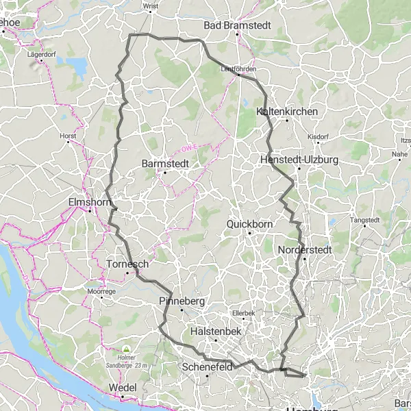 Karten-Miniaturansicht der Radinspiration "Roadtour durch die Metropolregion Hamburg" in Hamburg, Germany. Erstellt vom Tarmacs.app-Routenplaner für Radtouren