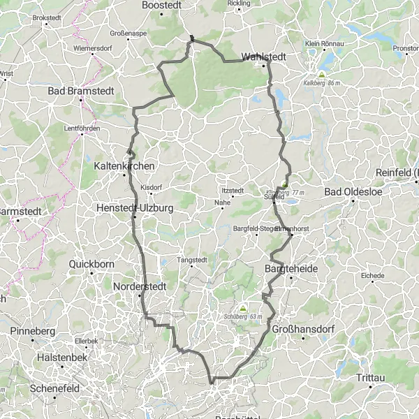 Karten-Miniaturansicht der Radinspiration "Radweg durch Nordost-Hamburg" in Hamburg, Germany. Erstellt vom Tarmacs.app-Routenplaner für Radtouren