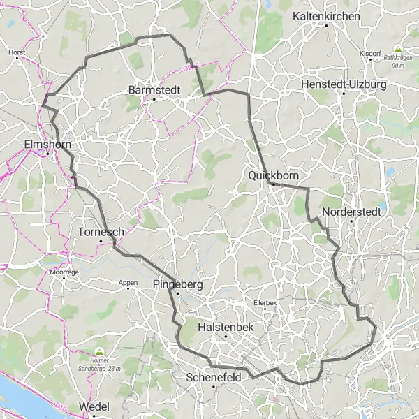 Map miniature of "Fuhlsbüttel Escape: A Journey through Suburbs and Scenic Routes" cycling inspiration in Hamburg, Germany. Generated by Tarmacs.app cycling route planner