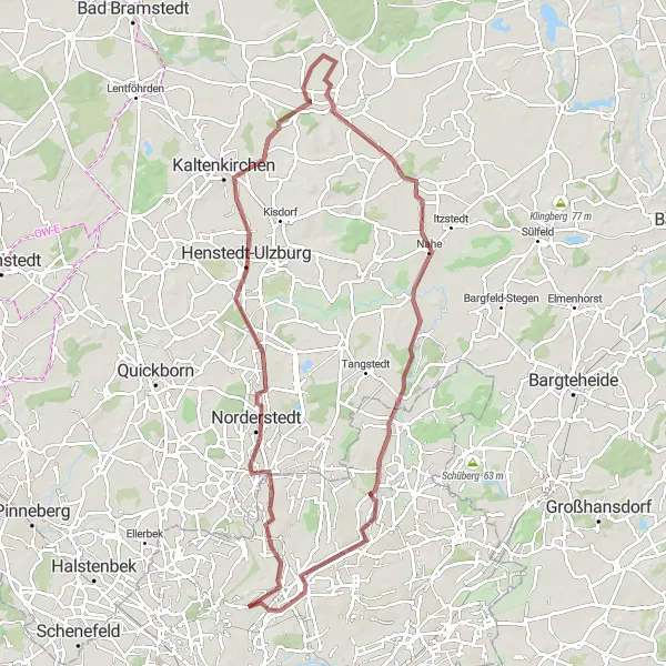 Map miniature of "Picturesque Gravel Ride" cycling inspiration in Hamburg, Germany. Generated by Tarmacs.app cycling route planner
