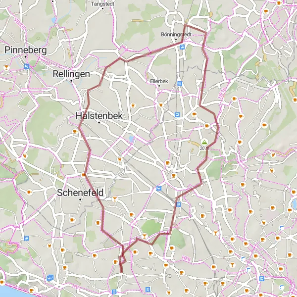 Map miniature of "Scenic Gravel Loop" cycling inspiration in Hamburg, Germany. Generated by Tarmacs.app cycling route planner