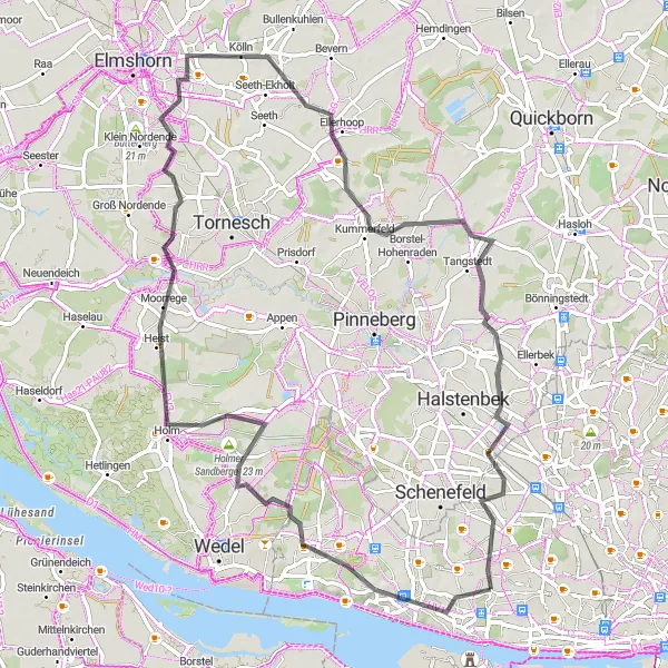 Map miniature of "Scenic Blankenese" cycling inspiration in Hamburg, Germany. Generated by Tarmacs.app cycling route planner