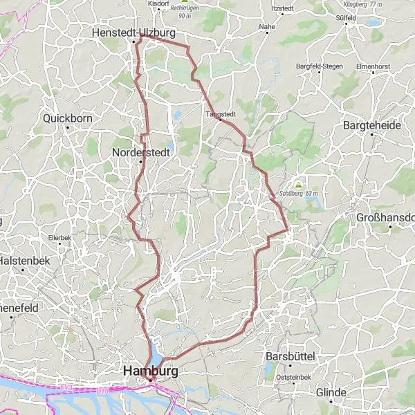 Karten-Miniaturansicht der Radinspiration "Gravelabenteuer Hamburg" in Hamburg, Germany. Erstellt vom Tarmacs.app-Routenplaner für Radtouren