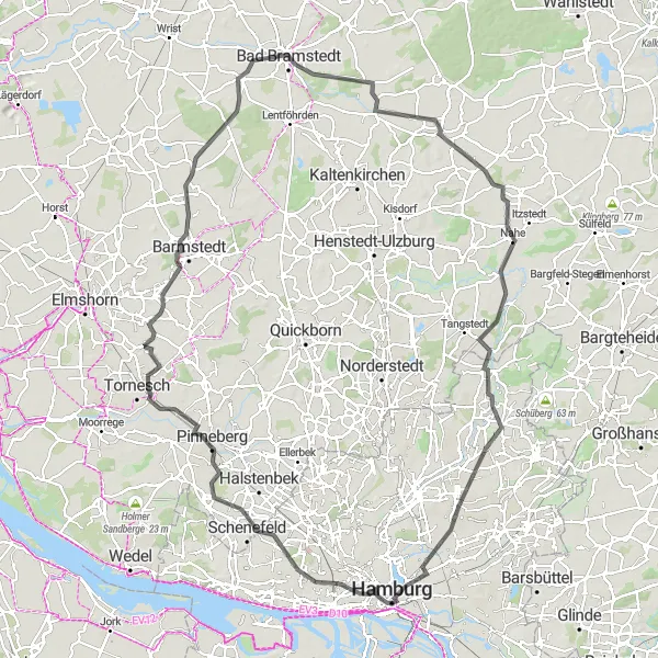 Map miniature of "Barmstedt Loop Road Bike Tour" cycling inspiration in Hamburg, Germany. Generated by Tarmacs.app cycling route planner