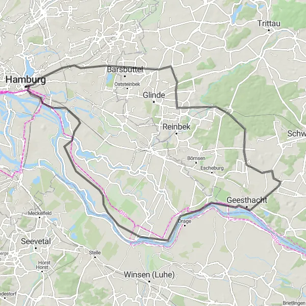 Karten-Miniaturansicht der Radinspiration "Naturschönheiten Hamburgs" in Hamburg, Germany. Erstellt vom Tarmacs.app-Routenplaner für Radtouren