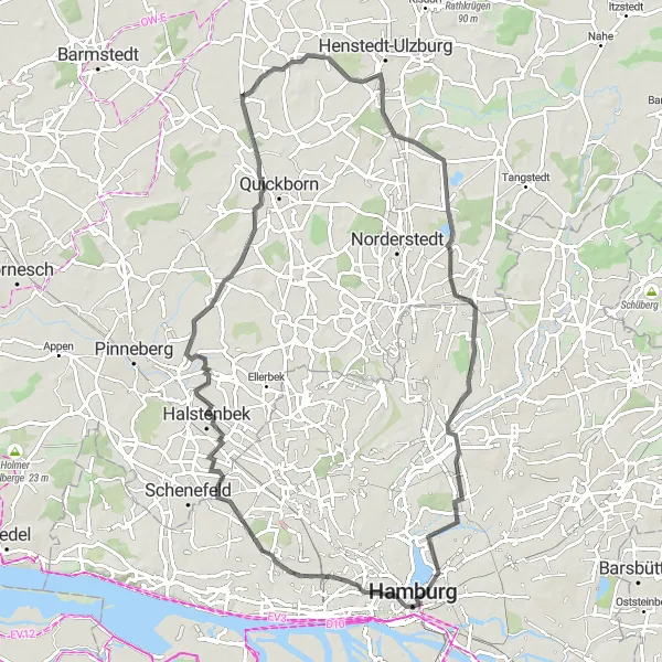 Karten-Miniaturansicht der Radinspiration "Alster und Elbe Rundtour" in Hamburg, Germany. Erstellt vom Tarmacs.app-Routenplaner für Radtouren