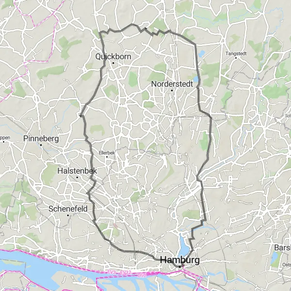 Karten-Miniaturansicht der Radinspiration "Hamburger Vorstadtrundfahrt" in Hamburg, Germany. Erstellt vom Tarmacs.app-Routenplaner für Radtouren