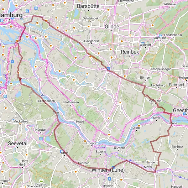 Map miniature of "Hamm Loop" cycling inspiration in Hamburg, Germany. Generated by Tarmacs.app cycling route planner