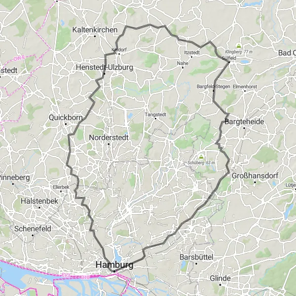 Karten-Miniaturansicht der Radinspiration "Road-Tour durch Hamburgs grüne Oasen" in Hamburg, Germany. Erstellt vom Tarmacs.app-Routenplaner für Radtouren