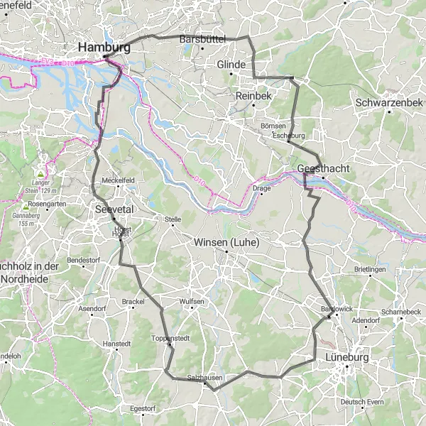 Map miniature of "The Ultimate Cycling Challenge: A Road Cycling Epic" cycling inspiration in Hamburg, Germany. Generated by Tarmacs.app cycling route planner