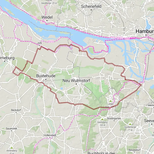 Map miniature of "Harburg Countryside Escape" cycling inspiration in Hamburg, Germany. Generated by Tarmacs.app cycling route planner