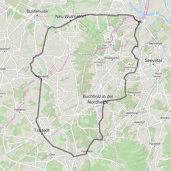 Karten-Miniaturansicht der Radinspiration "Hofstedter Berg Runde (Straße)" in Hamburg, Germany. Erstellt vom Tarmacs.app-Routenplaner für Radtouren
