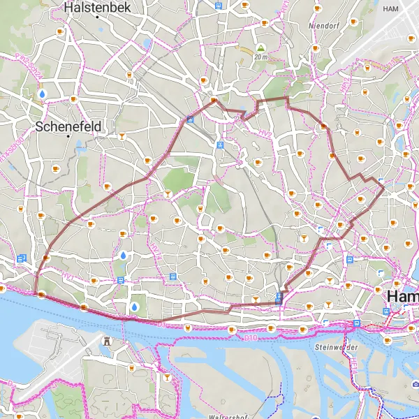 Map miniature of "Altona-Nord to Hoheluft-Ost Loop" cycling inspiration in Hamburg, Germany. Generated by Tarmacs.app cycling route planner