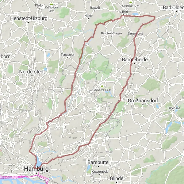 Map miniature of "Eppendorf to Harvestehude Loop (Gravel Route)" cycling inspiration in Hamburg, Germany. Generated by Tarmacs.app cycling route planner