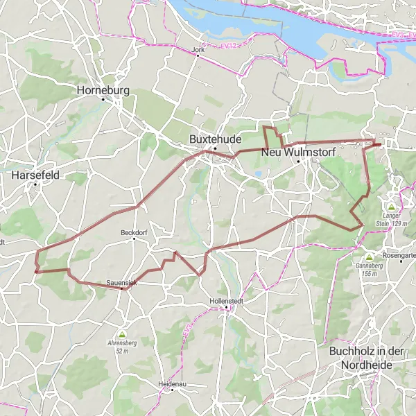 Map miniature of "Discover the Gravel Trails of Southern Hamburg" cycling inspiration in Hamburg, Germany. Generated by Tarmacs.app cycling route planner