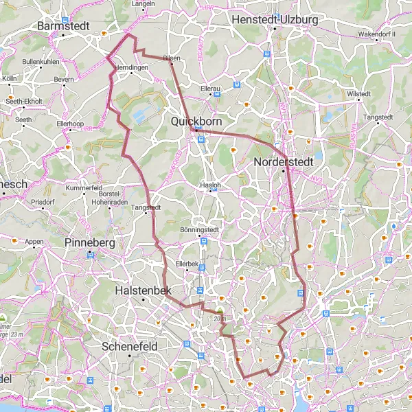 Karten-Miniaturansicht der Radinspiration "Erkundungstour durch grüne Vororte" in Hamburg, Germany. Erstellt vom Tarmacs.app-Routenplaner für Radtouren