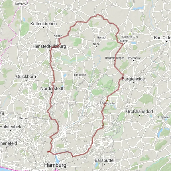 Map miniature of "Exploring the Countryside" cycling inspiration in Hamburg, Germany. Generated by Tarmacs.app cycling route planner