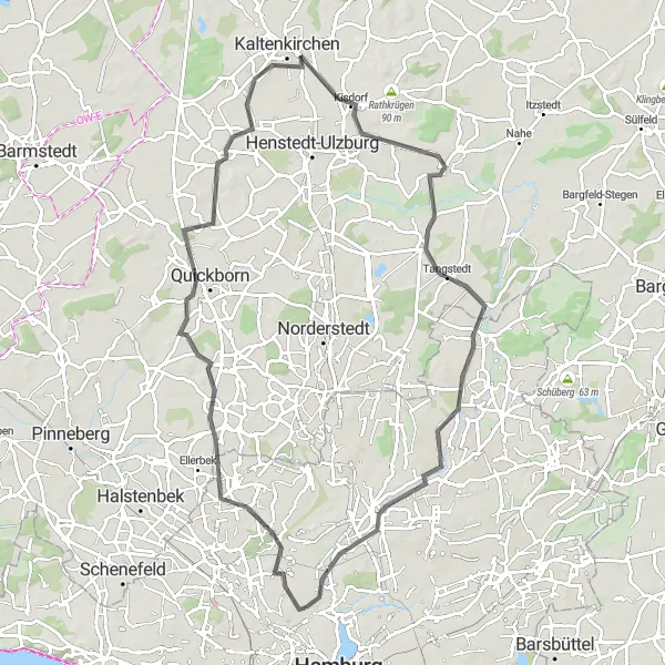 Karten-Miniaturansicht der Radinspiration "Rund um Hoheluft-Ost durch grüne Landschaften" in Hamburg, Germany. Erstellt vom Tarmacs.app-Routenplaner für Radtouren