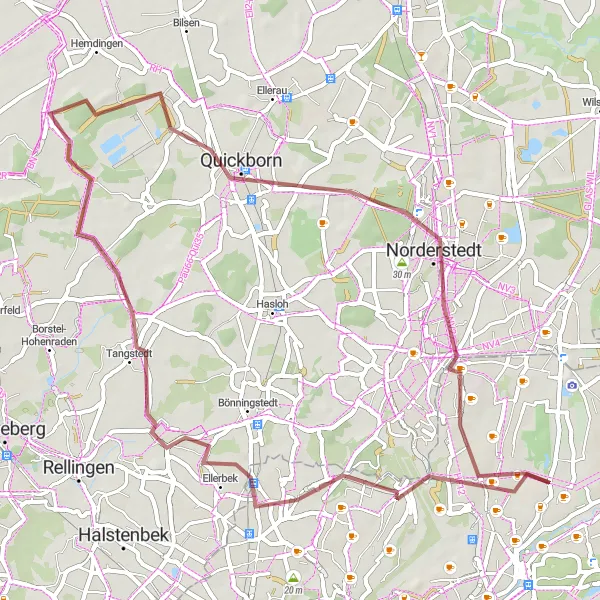 Map miniature of "Scenic Gravel Ride" cycling inspiration in Hamburg, Germany. Generated by Tarmacs.app cycling route planner