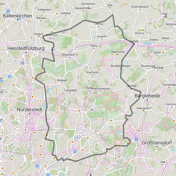 Karten-Miniaturansicht der Radinspiration "Rundfahrt durch die ländlichen Vororte Hamburgs" in Hamburg, Germany. Erstellt vom Tarmacs.app-Routenplaner für Radtouren