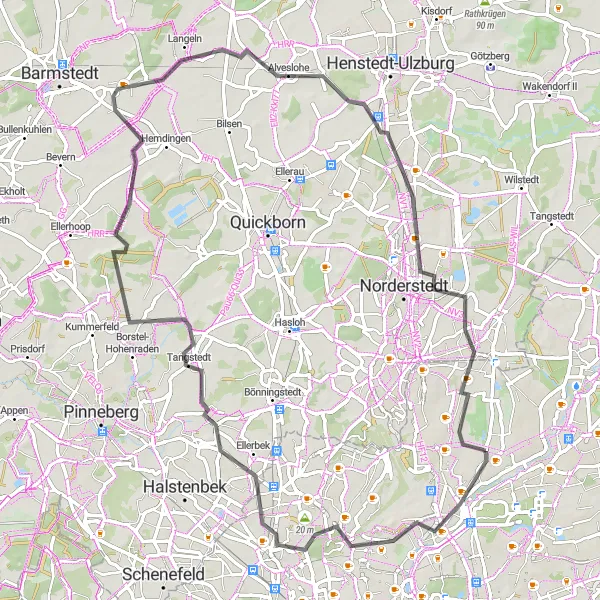 Karten-Miniaturansicht der Radinspiration "Radtour durch vielfältige Landschaften und reizvolle Ortschaften" in Hamburg, Germany. Erstellt vom Tarmacs.app-Routenplaner für Radtouren