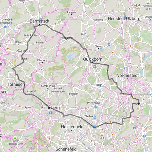 Karten-Miniaturansicht der Radinspiration "Roadtrip durch die Vororte von Hamburg" in Hamburg, Germany. Erstellt vom Tarmacs.app-Routenplaner für Radtouren