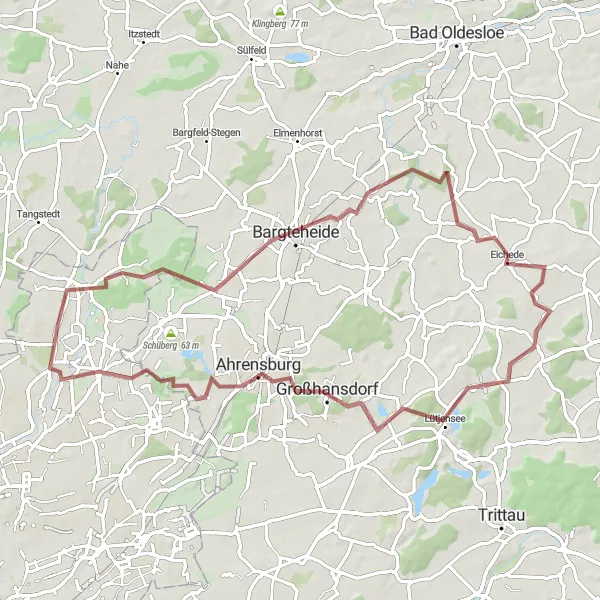 Map miniature of "Countryside Delights" cycling inspiration in Hamburg, Germany. Generated by Tarmacs.app cycling route planner