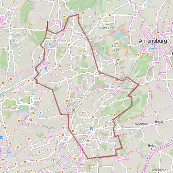 Map miniature of "Exploring the Suburbs" cycling inspiration in Hamburg, Germany. Generated by Tarmacs.app cycling route planner