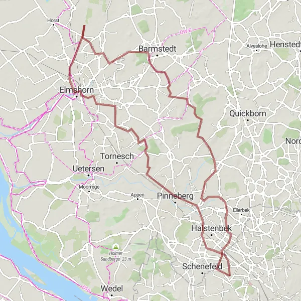 Karten-Miniaturansicht der Radinspiration "Rellingen und Elmshorn Rundtour" in Hamburg, Germany. Erstellt vom Tarmacs.app-Routenplaner für Radtouren