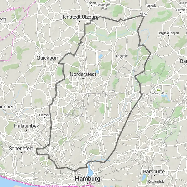 Karten-Miniaturansicht der Radinspiration "Runde von Lurup über Bönningstedt und Wellingsbüttel" in Hamburg, Germany. Erstellt vom Tarmacs.app-Routenplaner für Radtouren