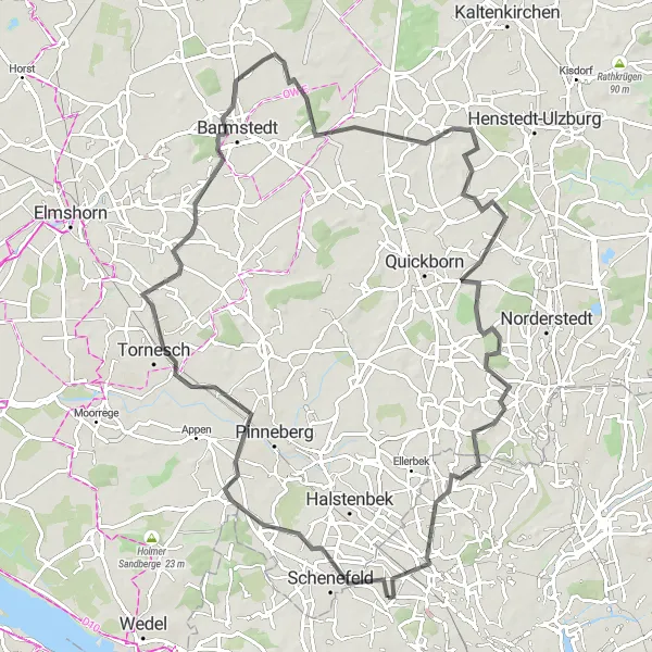 Map miniature of "Lurup to Schnelsen Scenic Route" cycling inspiration in Hamburg, Germany. Generated by Tarmacs.app cycling route planner