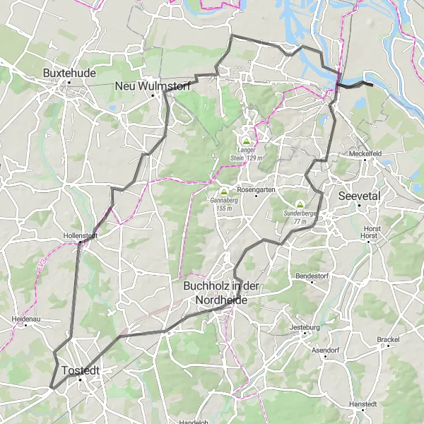 Karten-Miniaturansicht der Radinspiration "Lüneburger Heide Runde" in Hamburg, Germany. Erstellt vom Tarmacs.app-Routenplaner für Radtouren