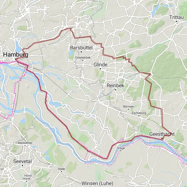 Map miniature of "Wandsbek to Hamburg" cycling inspiration in Hamburg, Germany. Generated by Tarmacs.app cycling route planner