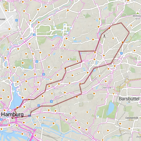 Karten-Miniaturansicht der Radinspiration "Grüne Oase um Hamburg" in Hamburg, Germany. Erstellt vom Tarmacs.app-Routenplaner für Radtouren