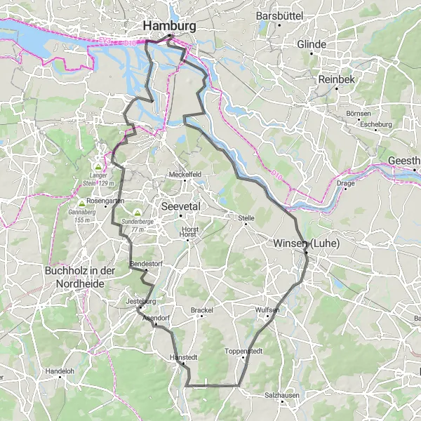 Map miniature of "HafenCity to Hamburg" cycling inspiration in Hamburg, Germany. Generated by Tarmacs.app cycling route planner