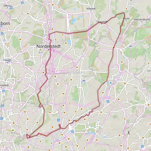 Karten-Miniaturansicht der Radinspiration "Gravel Tour durch Niendorf und Umgebung" in Hamburg, Germany. Erstellt vom Tarmacs.app-Routenplaner für Radtouren