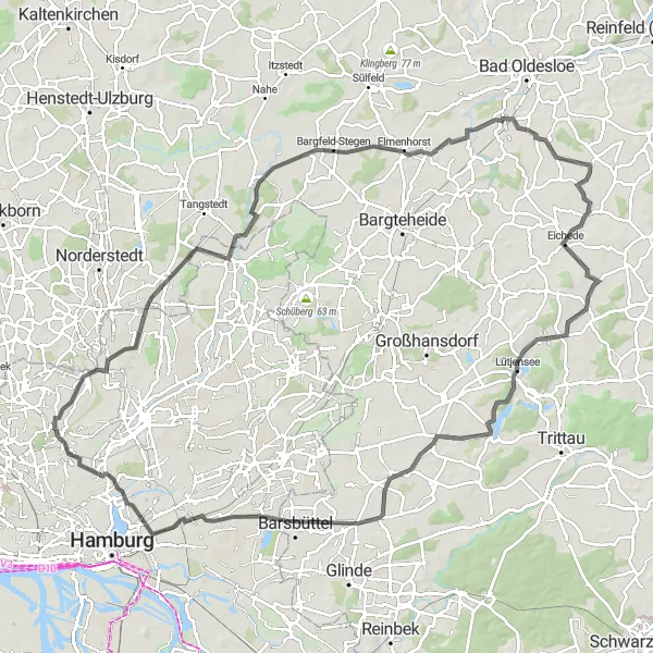 Map miniature of "Terrasse Seehof and Winterhude Tour" cycling inspiration in Hamburg, Germany. Generated by Tarmacs.app cycling route planner